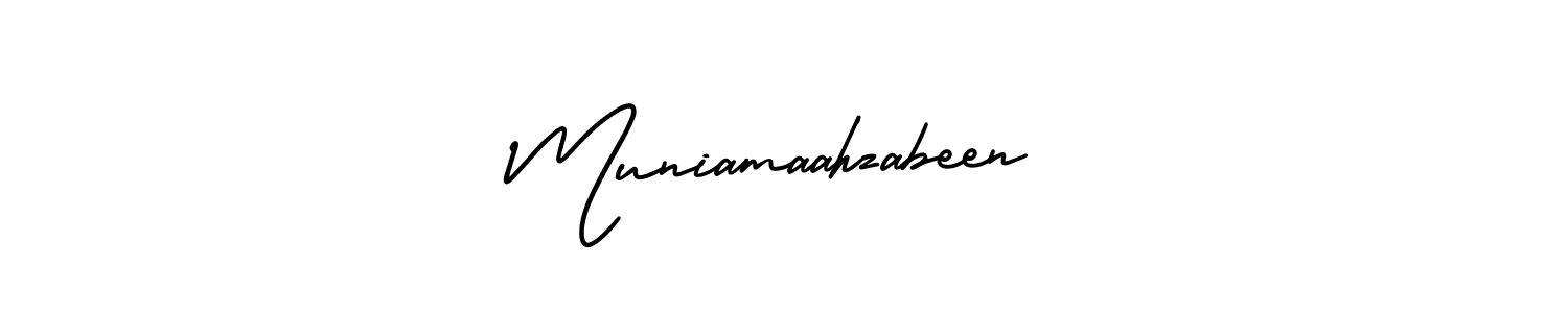 Design your own signature with our free online signature maker. With this signature software, you can create a handwritten (AmerikaSignatureDemo-Regular) signature for name Muniamaahzabeen. Muniamaahzabeen signature style 3 images and pictures png