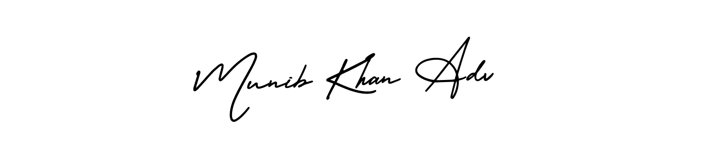 You should practise on your own different ways (AmerikaSignatureDemo-Regular) to write your name (Munib Khan Adv) in signature. don't let someone else do it for you. Munib Khan Adv signature style 3 images and pictures png