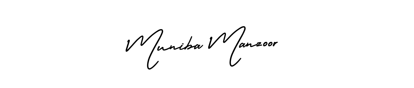 Muniba Manzoor stylish signature style. Best Handwritten Sign (AmerikaSignatureDemo-Regular) for my name. Handwritten Signature Collection Ideas for my name Muniba Manzoor. Muniba Manzoor signature style 3 images and pictures png