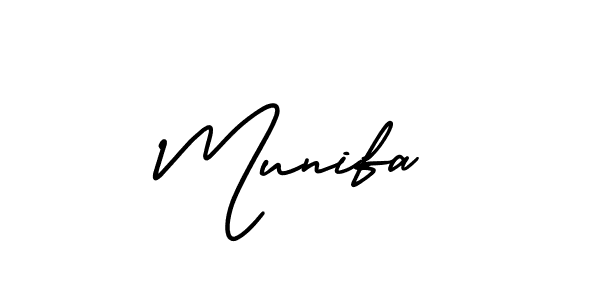 It looks lik you need a new signature style for name Munifa. Design unique handwritten (AmerikaSignatureDemo-Regular) signature with our free signature maker in just a few clicks. Munifa signature style 3 images and pictures png
