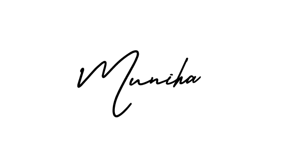 Also You can easily find your signature by using the search form. We will create Muniha name handwritten signature images for you free of cost using AmerikaSignatureDemo-Regular sign style. Muniha signature style 3 images and pictures png