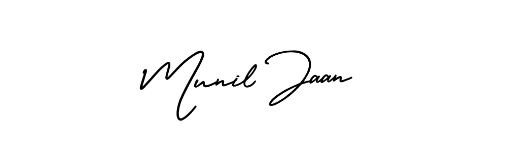 AmerikaSignatureDemo-Regular is a professional signature style that is perfect for those who want to add a touch of class to their signature. It is also a great choice for those who want to make their signature more unique. Get Munil Jaan name to fancy signature for free. Munil Jaan signature style 3 images and pictures png