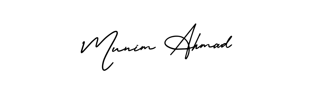 You should practise on your own different ways (AmerikaSignatureDemo-Regular) to write your name (Munim Ahmad) in signature. don't let someone else do it for you. Munim Ahmad signature style 3 images and pictures png
