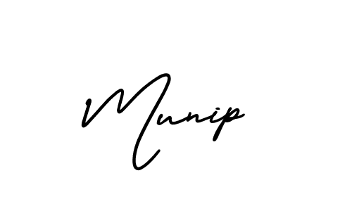 Munip stylish signature style. Best Handwritten Sign (AmerikaSignatureDemo-Regular) for my name. Handwritten Signature Collection Ideas for my name Munip. Munip signature style 3 images and pictures png