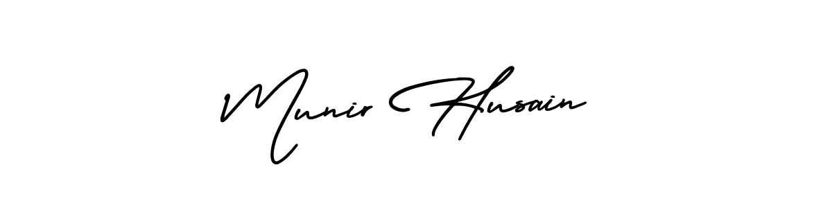 The best way (AmerikaSignatureDemo-Regular) to make a short signature is to pick only two or three words in your name. The name Munir Husain include a total of six letters. For converting this name. Munir Husain signature style 3 images and pictures png