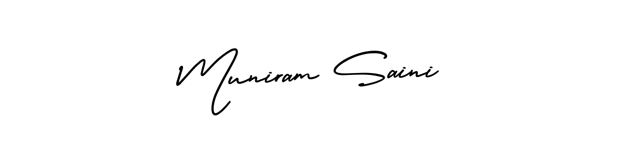 How to make Muniram Saini name signature. Use AmerikaSignatureDemo-Regular style for creating short signs online. This is the latest handwritten sign. Muniram Saini signature style 3 images and pictures png