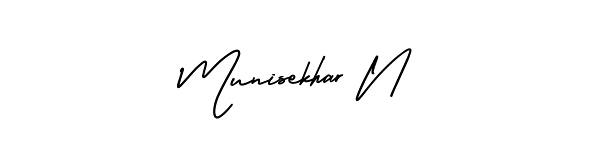 How to make Munisekhar N name signature. Use AmerikaSignatureDemo-Regular style for creating short signs online. This is the latest handwritten sign. Munisekhar N signature style 3 images and pictures png