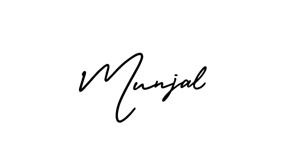 How to make Munjal name signature. Use AmerikaSignatureDemo-Regular style for creating short signs online. This is the latest handwritten sign. Munjal signature style 3 images and pictures png