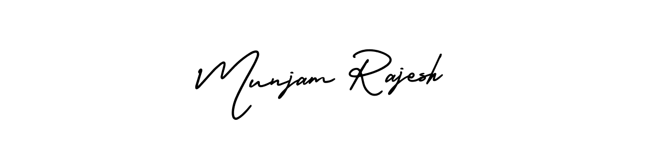 The best way (AmerikaSignatureDemo-Regular) to make a short signature is to pick only two or three words in your name. The name Munjam Rajesh include a total of six letters. For converting this name. Munjam Rajesh signature style 3 images and pictures png