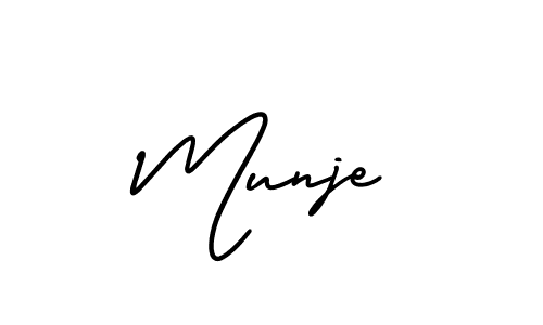 The best way (AmerikaSignatureDemo-Regular) to make a short signature is to pick only two or three words in your name. The name Munje include a total of six letters. For converting this name. Munje signature style 3 images and pictures png