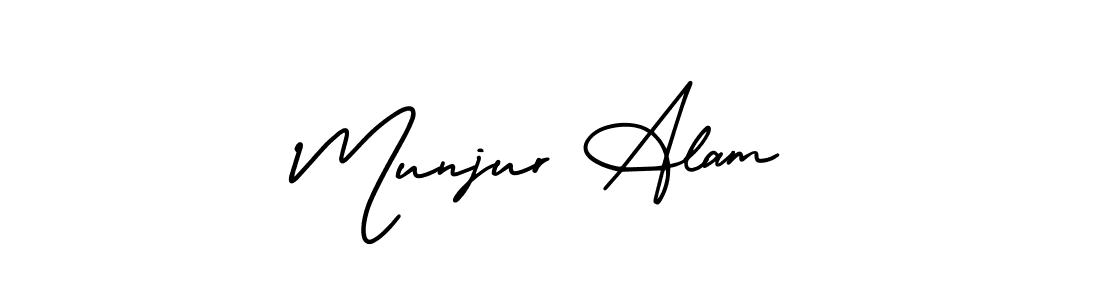 You should practise on your own different ways (AmerikaSignatureDemo-Regular) to write your name (Munjur Alam) in signature. don't let someone else do it for you. Munjur Alam signature style 3 images and pictures png