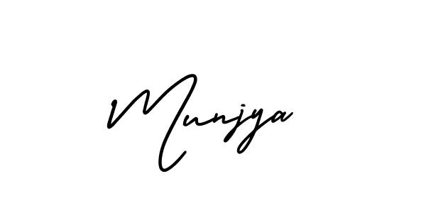 The best way (AmerikaSignatureDemo-Regular) to make a short signature is to pick only two or three words in your name. The name Munjya include a total of six letters. For converting this name. Munjya signature style 3 images and pictures png