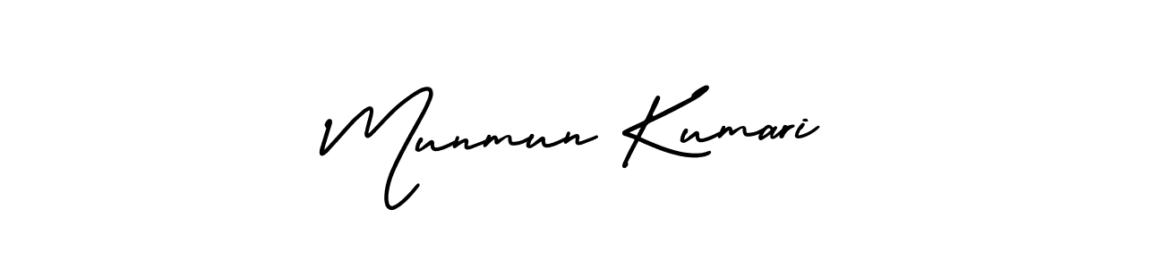 The best way (AmerikaSignatureDemo-Regular) to make a short signature is to pick only two or three words in your name. The name Munmun Kumari include a total of six letters. For converting this name. Munmun Kumari signature style 3 images and pictures png
