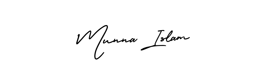 Use a signature maker to create a handwritten signature online. With this signature software, you can design (AmerikaSignatureDemo-Regular) your own signature for name Munna Islam. Munna Islam signature style 3 images and pictures png