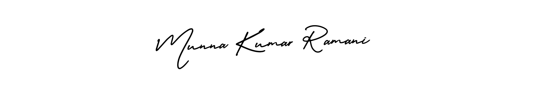 You should practise on your own different ways (AmerikaSignatureDemo-Regular) to write your name (Munna Kumar Ramani) in signature. don't let someone else do it for you. Munna Kumar Ramani signature style 3 images and pictures png