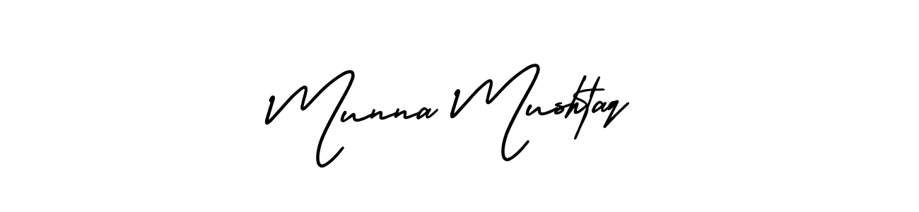 The best way (AmerikaSignatureDemo-Regular) to make a short signature is to pick only two or three words in your name. The name Munna Mushtaq include a total of six letters. For converting this name. Munna Mushtaq signature style 3 images and pictures png