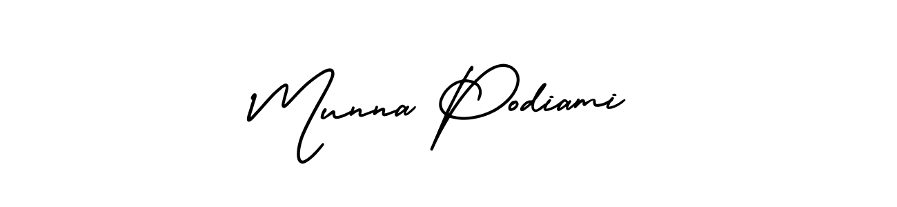 How to make Munna Podiami signature? AmerikaSignatureDemo-Regular is a professional autograph style. Create handwritten signature for Munna Podiami name. Munna Podiami signature style 3 images and pictures png