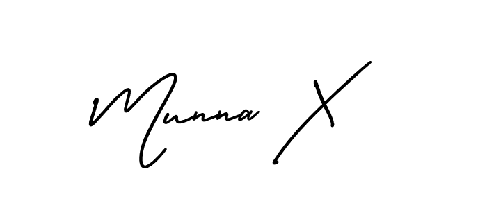 The best way (AmerikaSignatureDemo-Regular) to make a short signature is to pick only two or three words in your name. The name Munna X include a total of six letters. For converting this name. Munna X signature style 3 images and pictures png