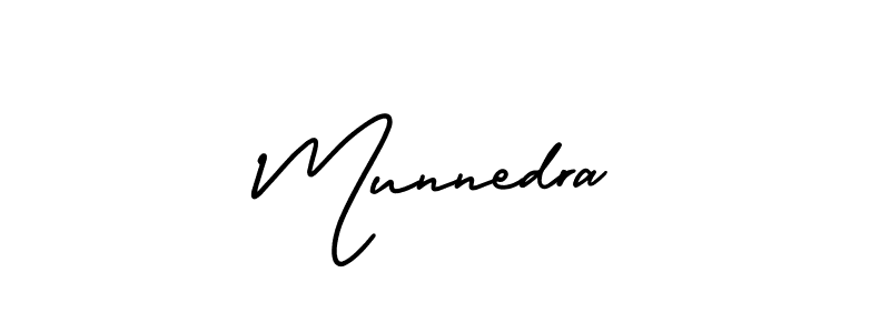 How to make Munnedra name signature. Use AmerikaSignatureDemo-Regular style for creating short signs online. This is the latest handwritten sign. Munnedra signature style 3 images and pictures png