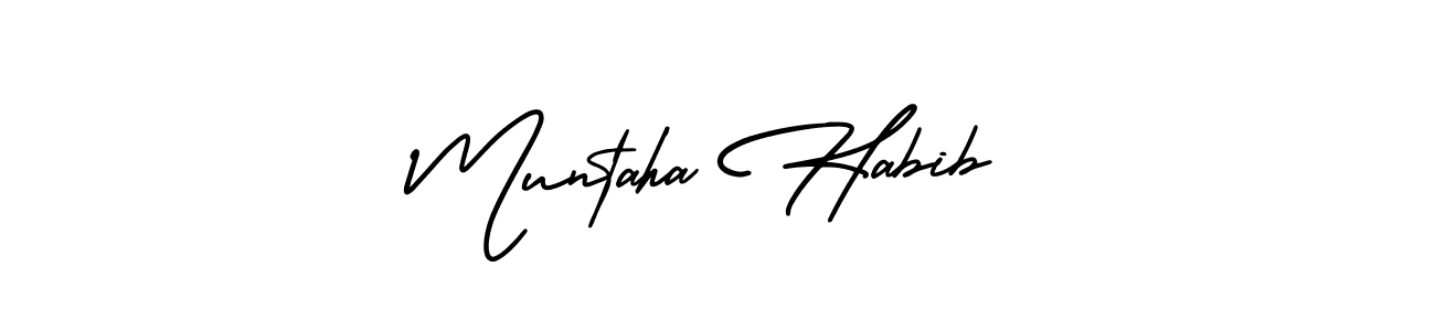 if you are searching for the best signature style for your name Muntaha Habib. so please give up your signature search. here we have designed multiple signature styles  using AmerikaSignatureDemo-Regular. Muntaha Habib signature style 3 images and pictures png