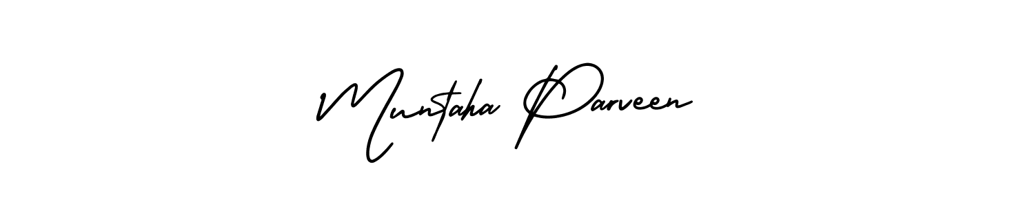 It looks lik you need a new signature style for name Muntaha Parveen. Design unique handwritten (AmerikaSignatureDemo-Regular) signature with our free signature maker in just a few clicks. Muntaha Parveen signature style 3 images and pictures png
