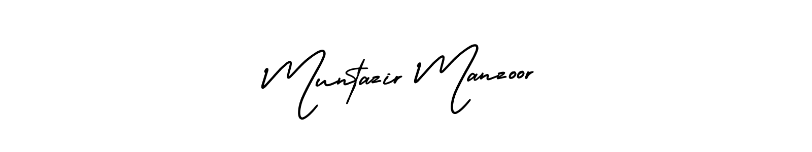The best way (AmerikaSignatureDemo-Regular) to make a short signature is to pick only two or three words in your name. The name Muntazir Manzoor include a total of six letters. For converting this name. Muntazir Manzoor signature style 3 images and pictures png