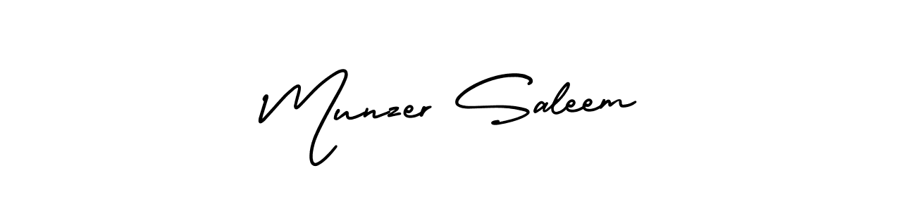 Make a short Munzer Saleem signature style. Manage your documents anywhere anytime using AmerikaSignatureDemo-Regular. Create and add eSignatures, submit forms, share and send files easily. Munzer Saleem signature style 3 images and pictures png