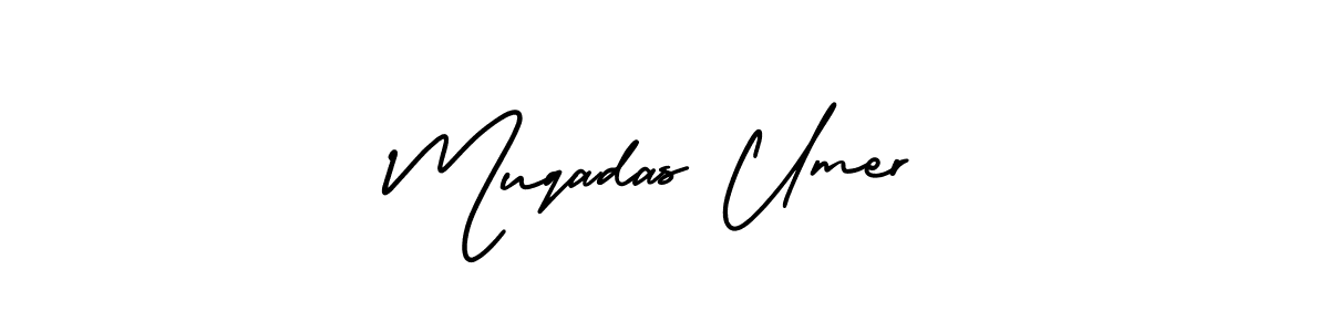 You should practise on your own different ways (AmerikaSignatureDemo-Regular) to write your name (Muqadas Umer) in signature. don't let someone else do it for you. Muqadas Umer signature style 3 images and pictures png
