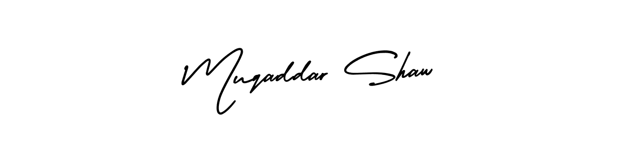 How to make Muqaddar Shaw name signature. Use AmerikaSignatureDemo-Regular style for creating short signs online. This is the latest handwritten sign. Muqaddar Shaw signature style 3 images and pictures png