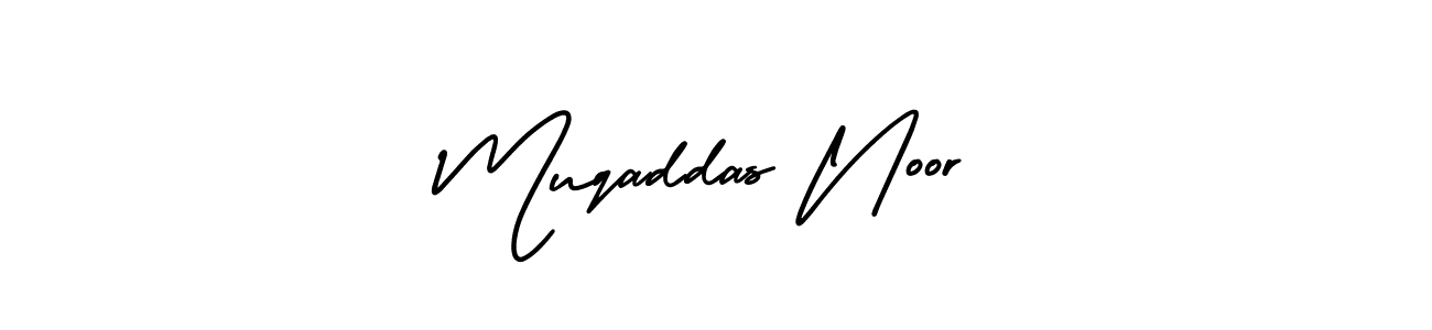How to make Muqaddas Noor name signature. Use AmerikaSignatureDemo-Regular style for creating short signs online. This is the latest handwritten sign. Muqaddas Noor signature style 3 images and pictures png