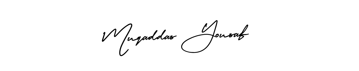 Create a beautiful signature design for name Muqaddas Yousaf. With this signature (AmerikaSignatureDemo-Regular) fonts, you can make a handwritten signature for free. Muqaddas Yousaf signature style 3 images and pictures png