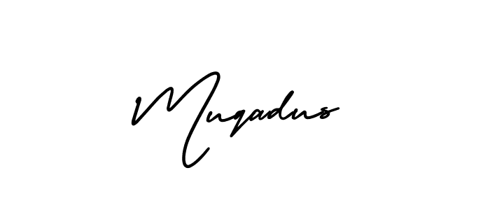 The best way (AmerikaSignatureDemo-Regular) to make a short signature is to pick only two or three words in your name. The name Muqadus include a total of six letters. For converting this name. Muqadus signature style 3 images and pictures png