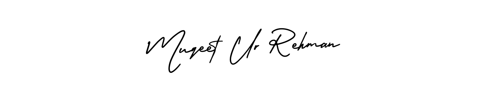 The best way (AmerikaSignatureDemo-Regular) to make a short signature is to pick only two or three words in your name. The name Muqeet Ur Rehman include a total of six letters. For converting this name. Muqeet Ur Rehman signature style 3 images and pictures png
