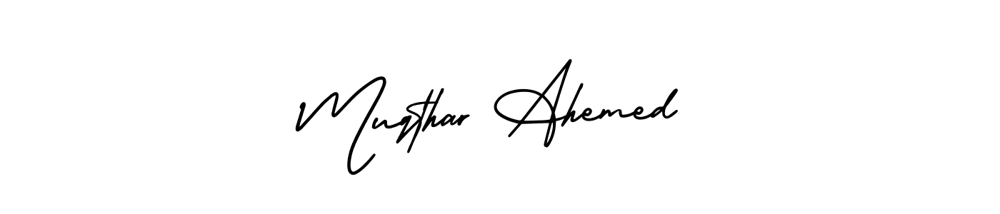 How to Draw Muqthar Ahemed signature style? AmerikaSignatureDemo-Regular is a latest design signature styles for name Muqthar Ahemed. Muqthar Ahemed signature style 3 images and pictures png