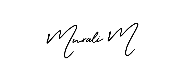 This is the best signature style for the Murali M name. Also you like these signature font (AmerikaSignatureDemo-Regular). Mix name signature. Murali M signature style 3 images and pictures png