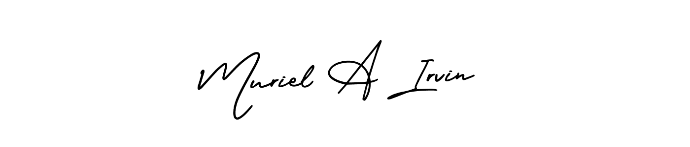 You should practise on your own different ways (AmerikaSignatureDemo-Regular) to write your name (Muriel A Irvin) in signature. don't let someone else do it for you. Muriel A Irvin signature style 3 images and pictures png