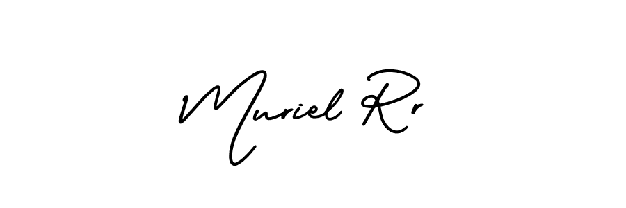 You should practise on your own different ways (AmerikaSignatureDemo-Regular) to write your name (Muriel Rr) in signature. don't let someone else do it for you. Muriel Rr signature style 3 images and pictures png