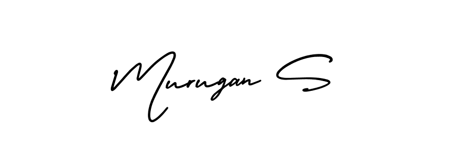 You should practise on your own different ways (AmerikaSignatureDemo-Regular) to write your name (Murugan S) in signature. don't let someone else do it for you. Murugan S signature style 3 images and pictures png