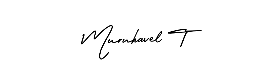 The best way (AmerikaSignatureDemo-Regular) to make a short signature is to pick only two or three words in your name. The name Muruhavel T include a total of six letters. For converting this name. Muruhavel T signature style 3 images and pictures png