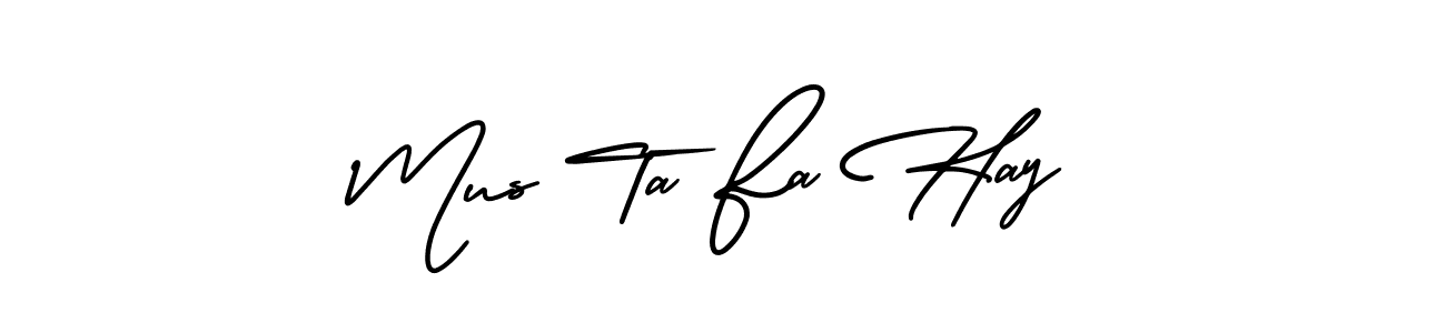 The best way (AmerikaSignatureDemo-Regular) to make a short signature is to pick only two or three words in your name. The name Mus Ta Fa Hay include a total of six letters. For converting this name. Mus Ta Fa Hay signature style 3 images and pictures png