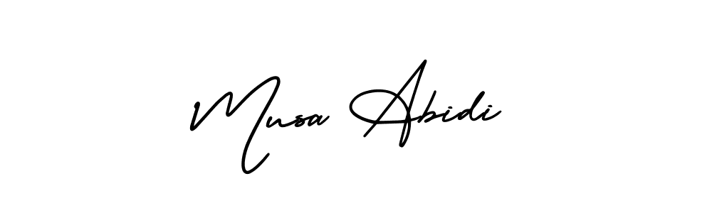 AmerikaSignatureDemo-Regular is a professional signature style that is perfect for those who want to add a touch of class to their signature. It is also a great choice for those who want to make their signature more unique. Get Musa Abidi name to fancy signature for free. Musa Abidi signature style 3 images and pictures png