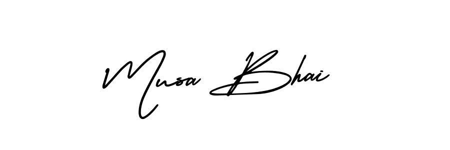 How to make Musa Bhai name signature. Use AmerikaSignatureDemo-Regular style for creating short signs online. This is the latest handwritten sign. Musa Bhai signature style 3 images and pictures png