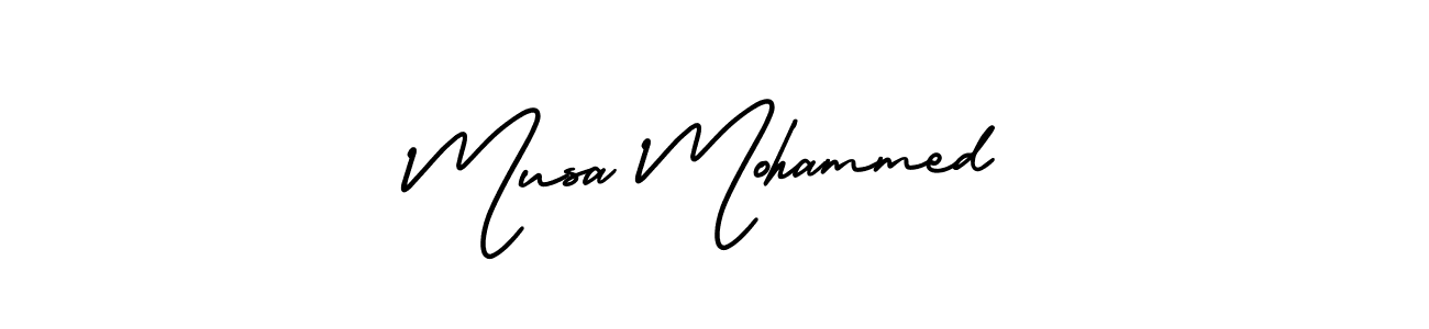 How to make Musa Mohammed name signature. Use AmerikaSignatureDemo-Regular style for creating short signs online. This is the latest handwritten sign. Musa Mohammed signature style 3 images and pictures png