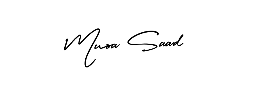 How to make Musa Saad name signature. Use AmerikaSignatureDemo-Regular style for creating short signs online. This is the latest handwritten sign. Musa Saad signature style 3 images and pictures png
