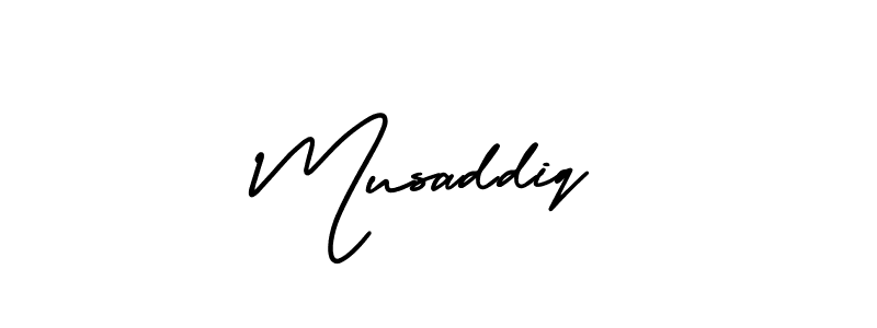 How to make Musaddiq name signature. Use AmerikaSignatureDemo-Regular style for creating short signs online. This is the latest handwritten sign. Musaddiq signature style 3 images and pictures png
