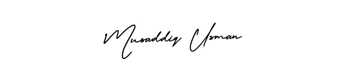 You should practise on your own different ways (AmerikaSignatureDemo-Regular) to write your name (Musaddiq Usman) in signature. don't let someone else do it for you. Musaddiq Usman signature style 3 images and pictures png