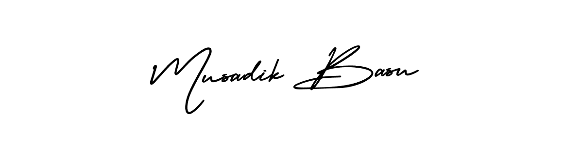 Musadik Basu stylish signature style. Best Handwritten Sign (AmerikaSignatureDemo-Regular) for my name. Handwritten Signature Collection Ideas for my name Musadik Basu. Musadik Basu signature style 3 images and pictures png