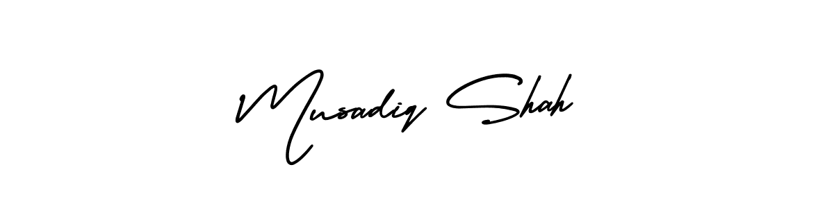 How to make Musadiq Shah name signature. Use AmerikaSignatureDemo-Regular style for creating short signs online. This is the latest handwritten sign. Musadiq Shah signature style 3 images and pictures png