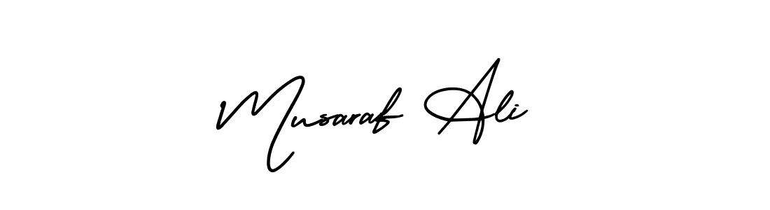 You should practise on your own different ways (AmerikaSignatureDemo-Regular) to write your name (Musaraf Ali) in signature. don't let someone else do it for you. Musaraf Ali signature style 3 images and pictures png