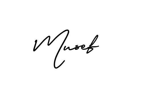 How to make Musef name signature. Use AmerikaSignatureDemo-Regular style for creating short signs online. This is the latest handwritten sign. Musef signature style 3 images and pictures png